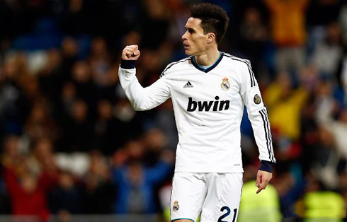 José Callejón goal celebration for Real Madrid against Alcoyano, in 2012-2013