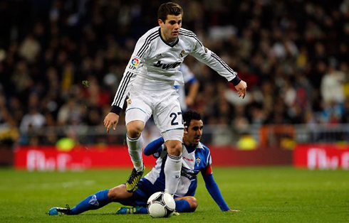 Nacho Fernandez playing as right-back for Real Madrid first team, in 2012-2013