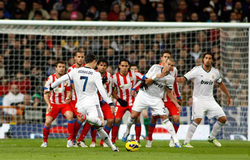 Cristiano Ronaldo free-kick goal in Real Madrid vs Atletico Madrid, for the Spanish League La Liga, in 2012-2013