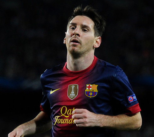 Lionel Messi playing for Barcelona in 2012-2013