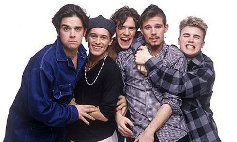 Robbie Williams in Take That, between 1990 and 1995