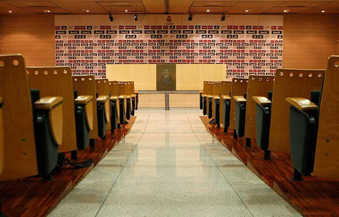 Real Madrid press room, where coaches talk to the journalists after the game