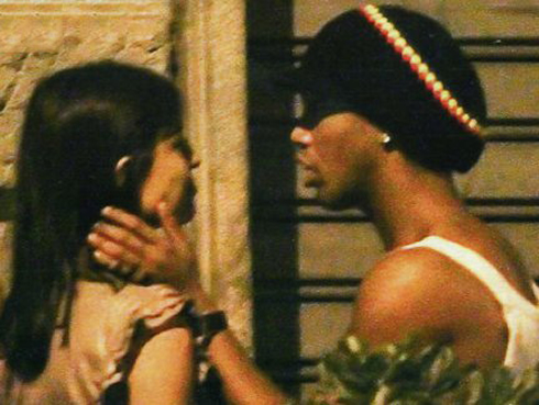 Ronaldinho with his girlfriend and wife, Sara Tommasi