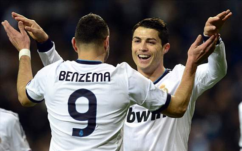 Cristiano Ronaldo and Karim Benzema gay hug and celebration