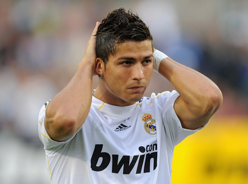 Cristiano Ronaldo styling his hair, in 2012-2013