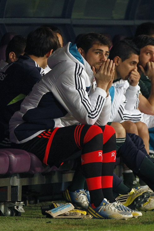 Iker Casillas looking nervous in Real Madrid bench against Malaga, for the Spanish League 2012-2013