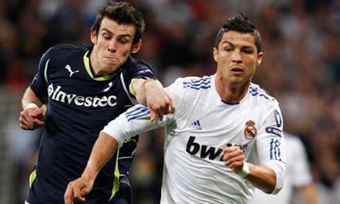 Cristiano Ronaldo vs Gareth Bale, in Real Madrid vs Tottenham, in April 2011