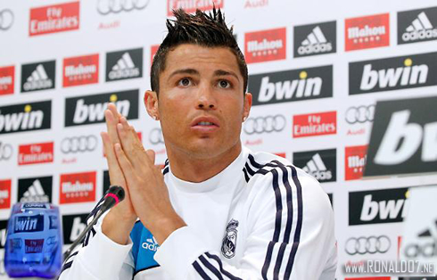 Cristiano Ronaldo explaining his reasons, in a Real Madrid press conference, in 2013