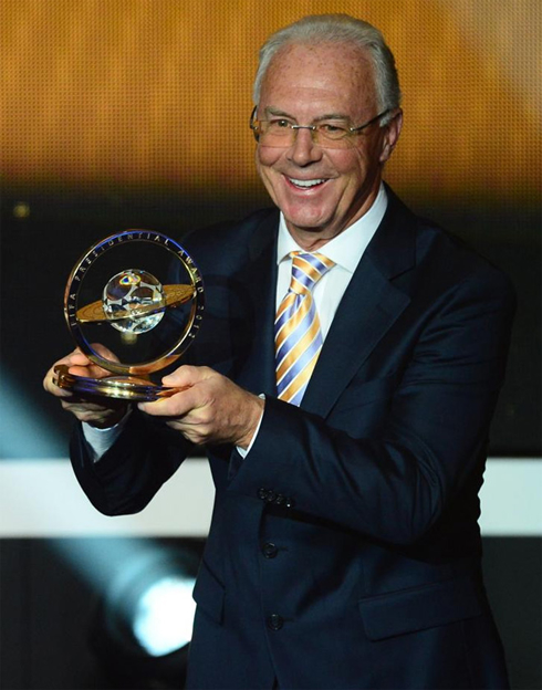 Franz Beckenbauer receiving the FIFA Presidential award 2012