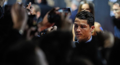 Cristiano Ronaldo giving out signed autographs at the FIFA Balon d'Or 2012 event and gala