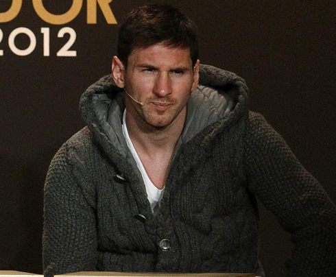 Lionel Messi casual dressing code, before the FIFA Balon d'Or 2012 ceremony started