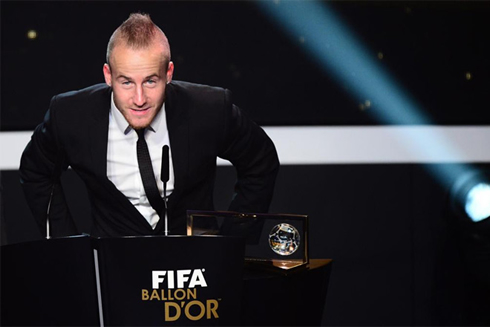 Miroslav Sotch thanking people for winning the Puskas award 2012, for the best goal of the year award
