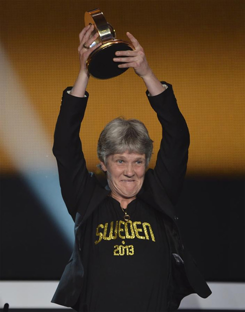 Pia Sundhage, the best coach in the World for Women's football, in 2012