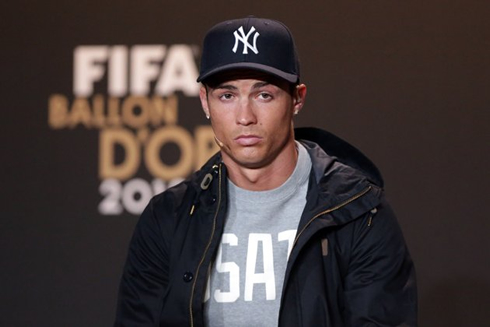 Cristiano Ronaldo sleepy during a press conference at the FIFA Balon d'Or 2012