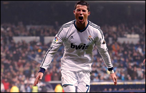 Cristiano Ronaldo crazy goal celebration, after scoring an hat-trick for Real Madrid, in 2013