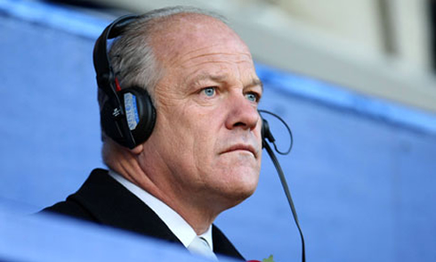 Andy Gray commentating a game live at the stadium