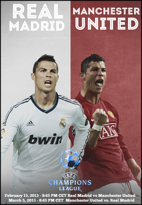 Cristiano Ronaldo in Real Madrid vs Manchester United wallpaper, game poster for 2013