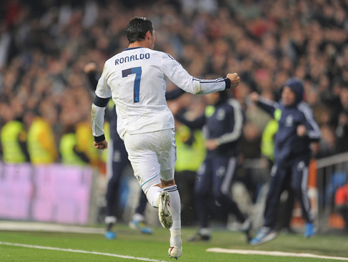 Cristiano Ronaldo run, after a goal for Real Madrid in 2013