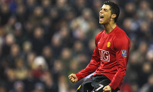 Cristiano Ronaldo joy and goal celebrations, in a Manchester United game