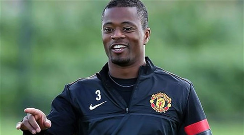 Patrice Evra in a Manchester United training