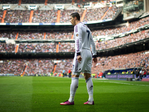 Cristiano Ronaldo in action during the Clasico between Real Madrid and Barcelona