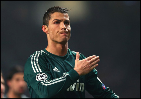 Cristiano Ronaldo thanking Manchester United fans at Old Trafford, for their support, chants and tribute given in 2013