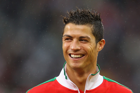 Cristiano Ronaldo funny and original haircut, before the kickoff of a game for the Portuguese National Team