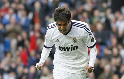 Kaká celebrating his goal in La Liga, for Real Madrid in 2013