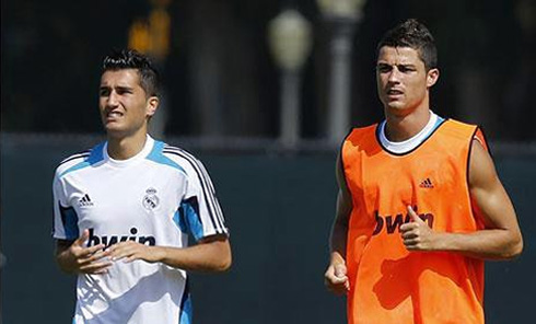 Nuri Sahin training right next to Cristiano Ronaldo, in Real Madrid 2012