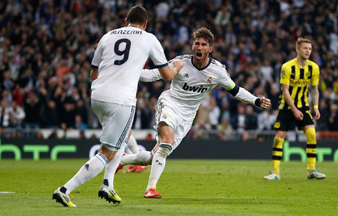 Sergio Ramos celebrating goal in Real Madrid 2-0 Borussia Dortmund, in 2013