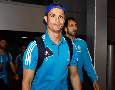 Cristiano Ronaldo happy and making a silly and funny face in Real Madrid, in 2013