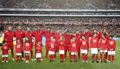 Portuguese National Team lined-up before a match against Russia, for the FIFA World Cup 2014 qualifiers