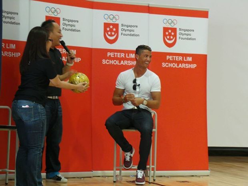 Cristiano Ronaldo in a promotional event for young kids and children, in Singapore