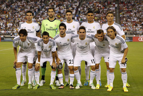 Real Madrid line-up against the LA Galaxy, in 2013