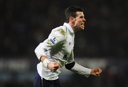 Gareth Bale goal celebration with Tottenham Hotspur, in 2013