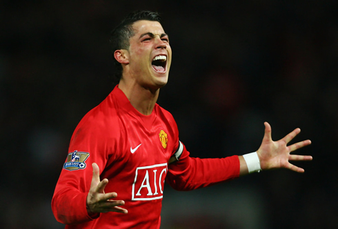 Cristiano Ronaldo celebrating goal at Manchester United
