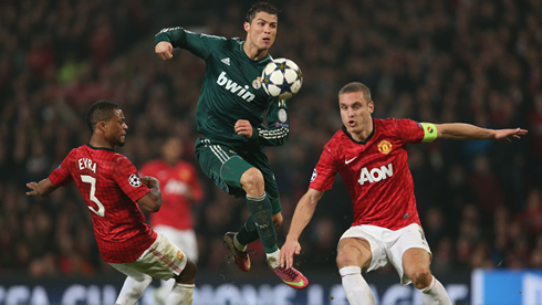 Cristiano Ronaldo playing against Manchester United, in the Champions League