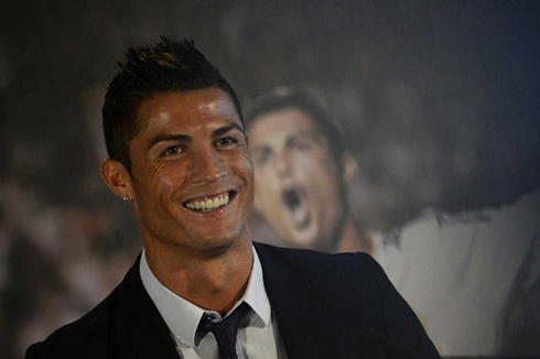 Cristiano Ronaldo beautiful smile, showing off all his happiness