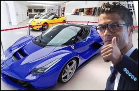 Cristiano Ronaldo with his new Ferrari car La Ferrari