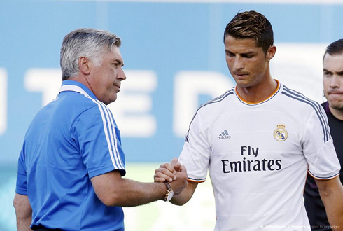 Carlo Ancelotti quiet hand shake to Cristiano Ronaldo