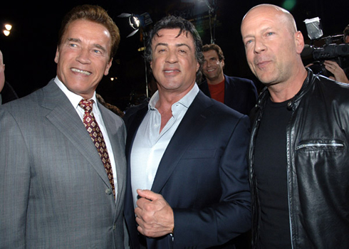 Arnold Schwarzenegger, Sylvester Stallone and Bruce Willis