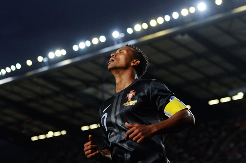 Nani playing as the captain for Portugal, in 2013-2014