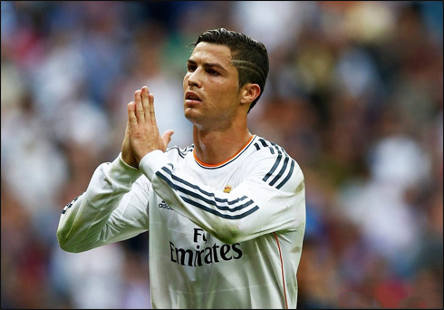 Cristiano Ronaldo praying during a match for Real Madrid