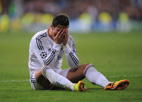 Cristiano Ronaldo crying in a football game for Real Madrid