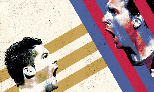 Art work with a poster of Cristiano Ronaldo and Lionel Messi