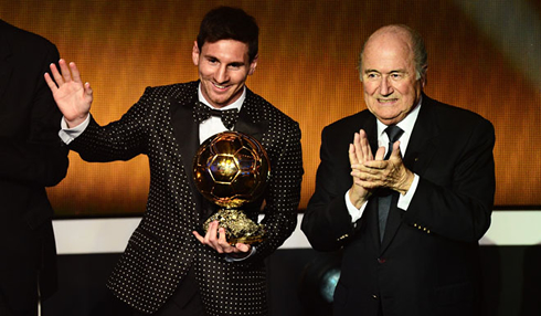 Joseph Blatter happy to see Lionel Messi winning the FIFA Ballon d'Or