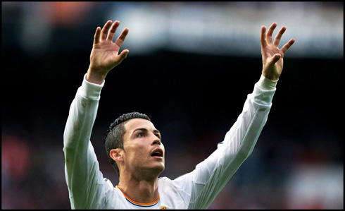 Cristiano Ronaldo hat-trick celebration, in Real Madrid 5-1 Real Sociedad