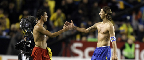 Cristiano Ronaldo and Ibrahimovic shirtless