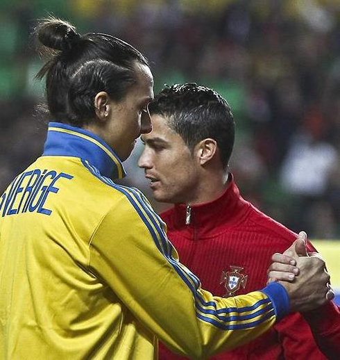 Cristiano Ronaldo and Zlatan Ibrahimovic, in Portugal 1-0 Sweden