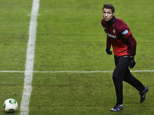 Cristiano Ronaldo wearing the Portuguese National Team winter training kit